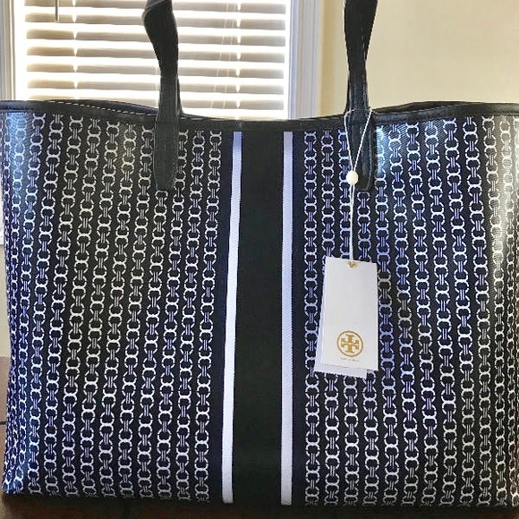 tory burch gemini link tote navy